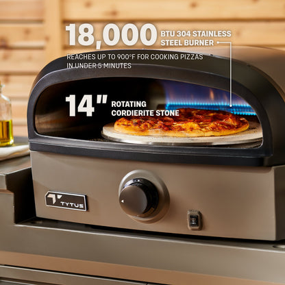 TYTUS Emberwood Pizza Oven with Grill and Prep Cart - TDT-CRT-GPZA