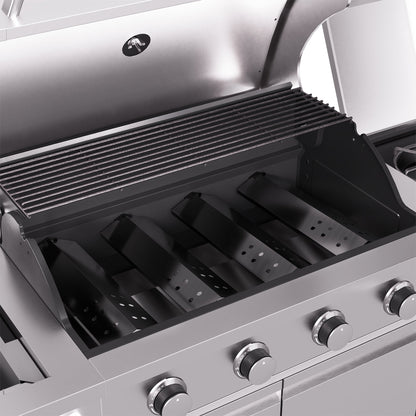 TYTUS Fresno 5-Burner LP/NG Convertible Grill in Stainless Steel + Carbon Wood - TDT-021-0705