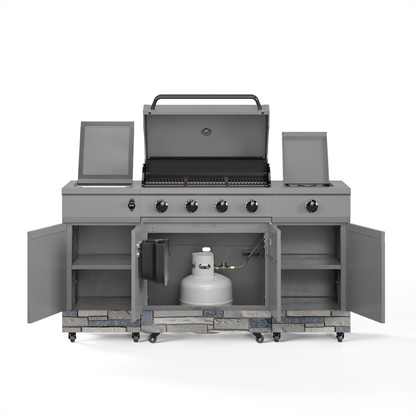 TYTUS Fresno 5-Burner LP/NG Convertible Grill in Gunmetal + Shadow Stone - TDT-021-0102
