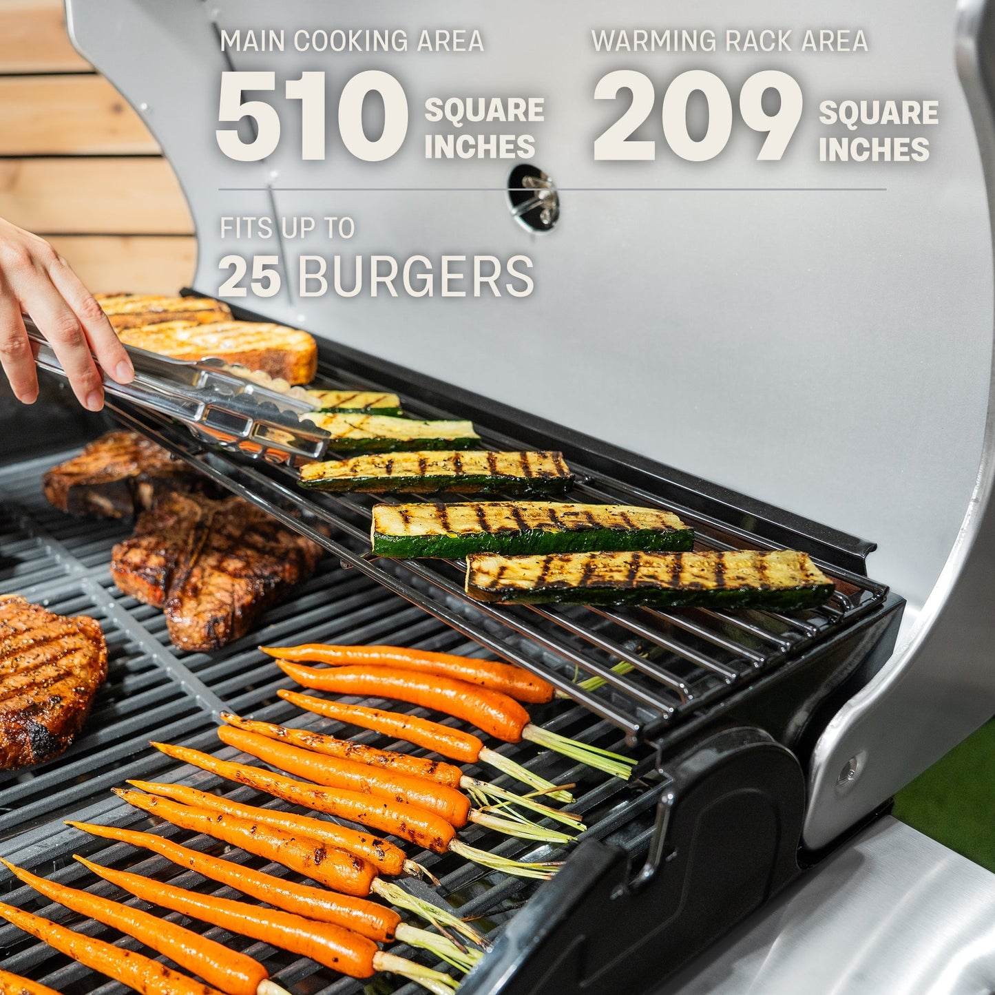 TYTUS Fresno 5-Burner LP/NG Convertible Grill in Stainless Steel + Carbon Wood - TDT-021-0705