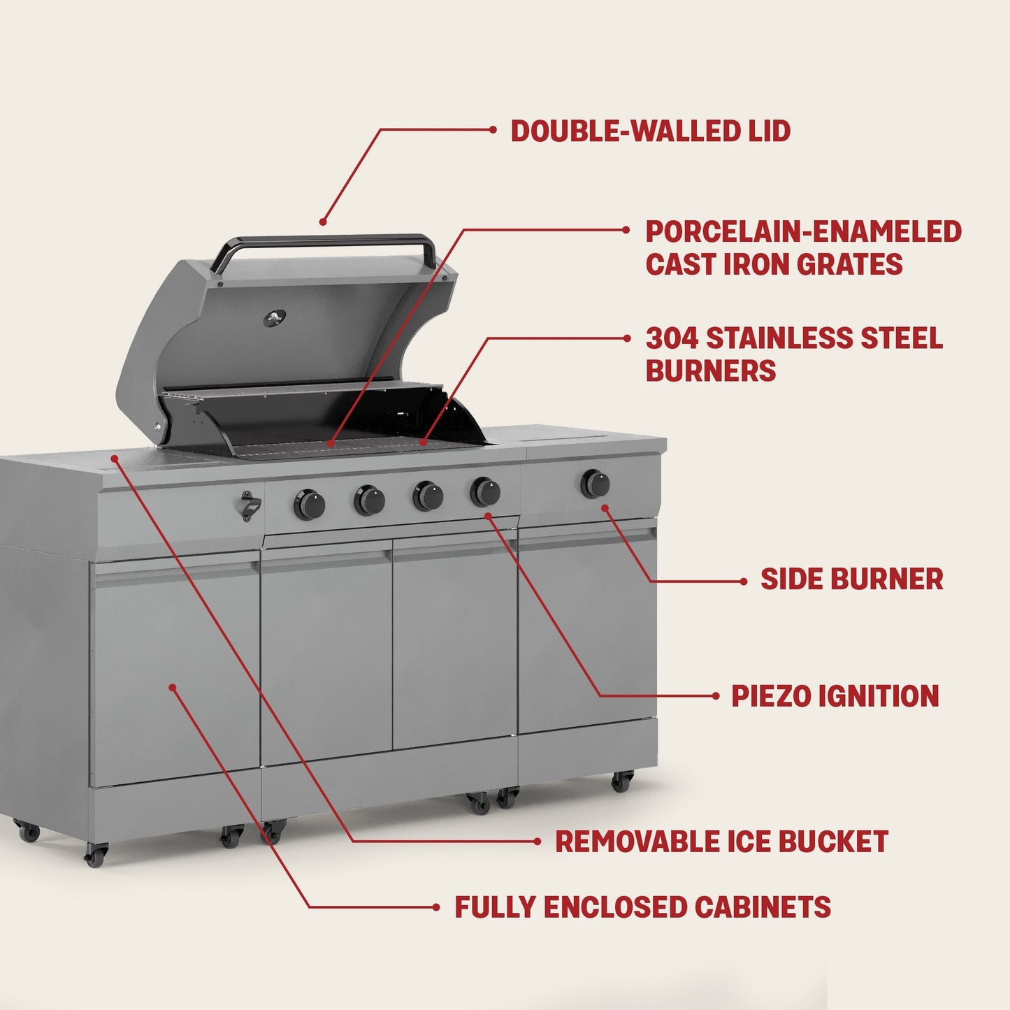 TYTUS Fresno 5-Burner LP/NG Convertible Grill in Gunmetal + Graphite Stone -  -TDT-021-0103
