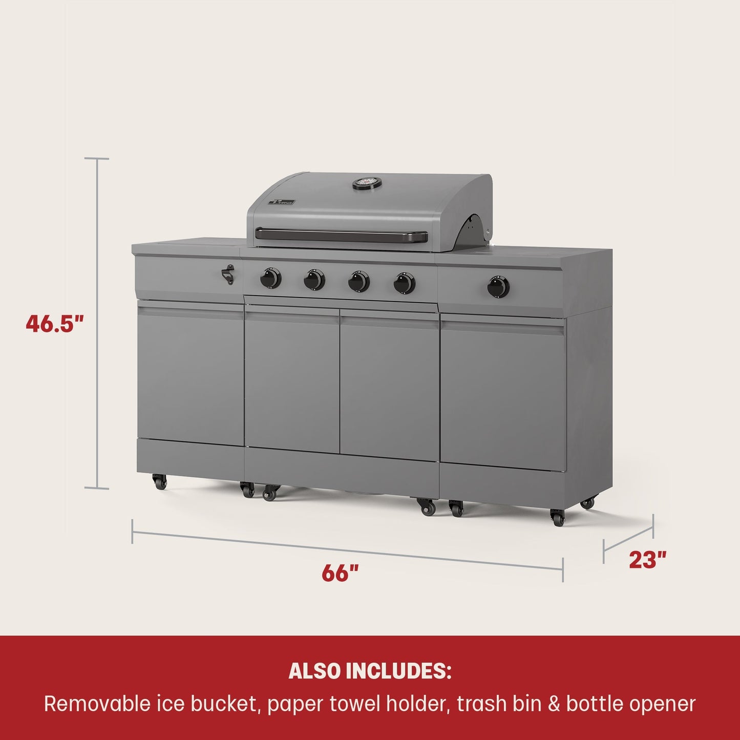 TYTUS Fresno 5-Burner LP/NG Convertible Grill in Gunmetal + Ash Stone - TDT-021-0104