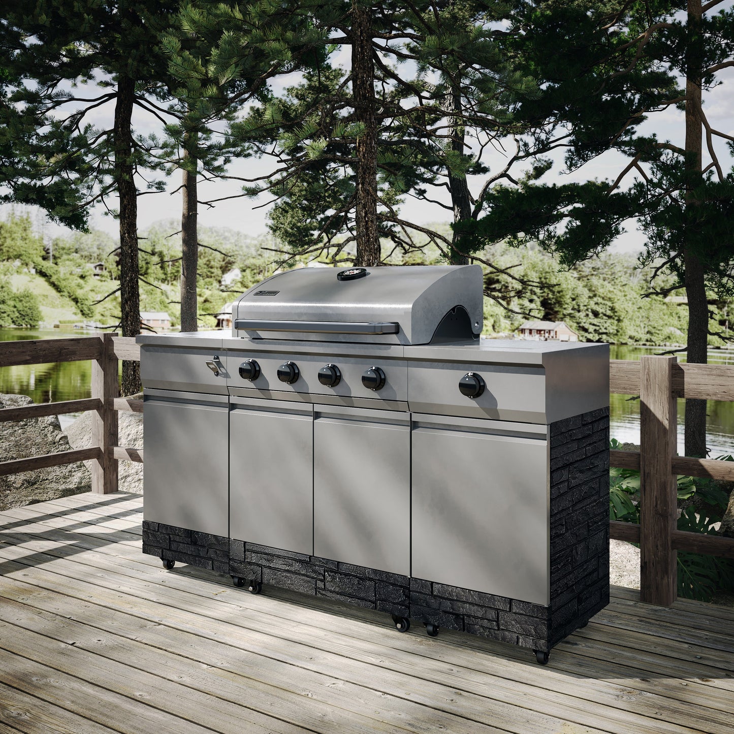 TYTUS Fresno 5-Burner LP/NG Convertible Grill in Gunmetal + Graphite Stone -  -TDT-021-0103