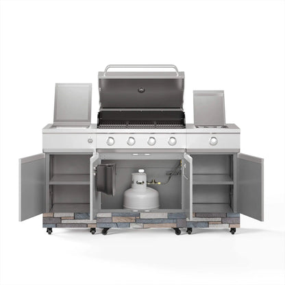 TYTUS Fresno 5-Burner LP/NG Convertible Grill in Stainless Steel + Ash Stone - TDT-021-0704