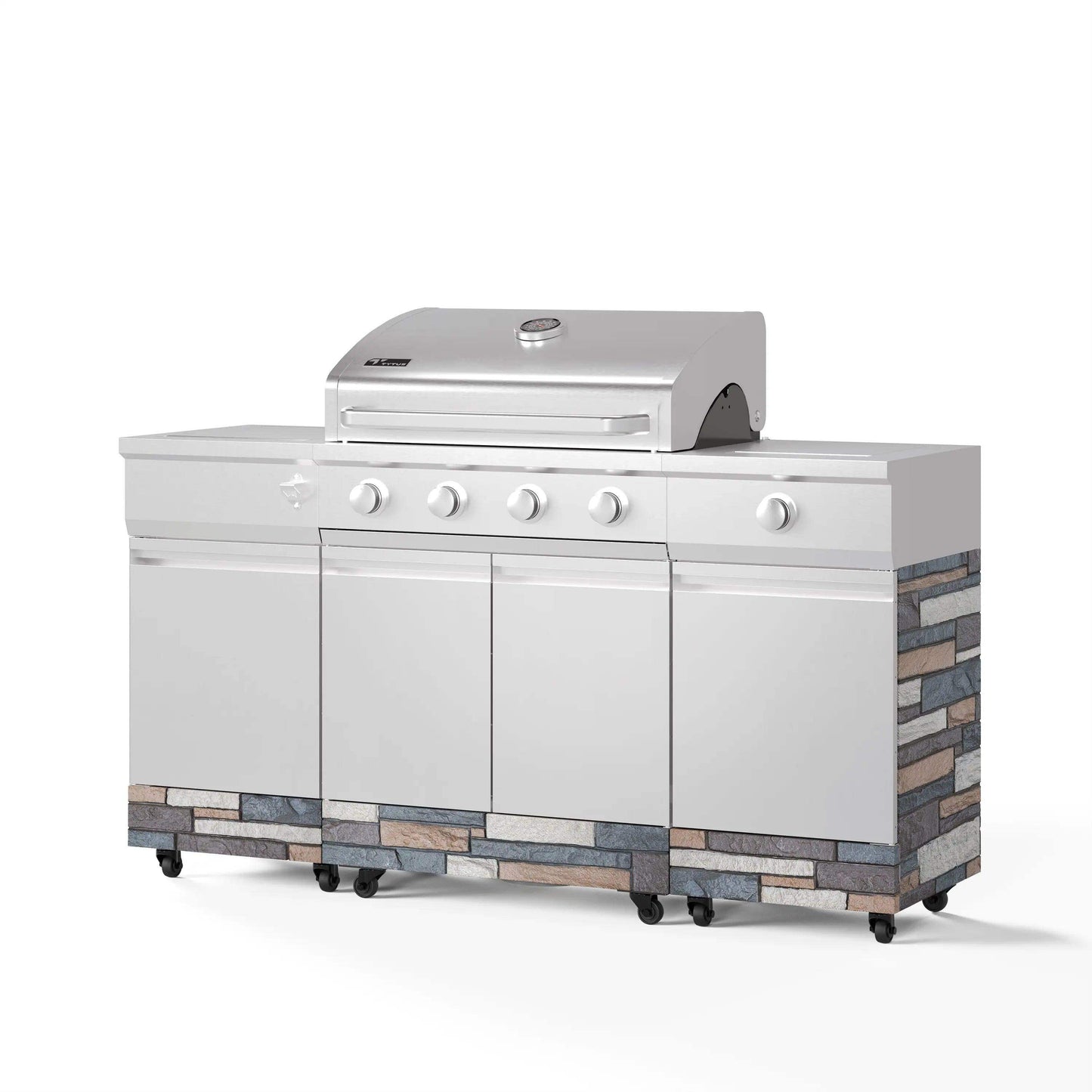 TYTUS Fresno 5-Burner LP/NG Convertible Grill in Stainless Steel + Ash Stone - TDT-021-0704